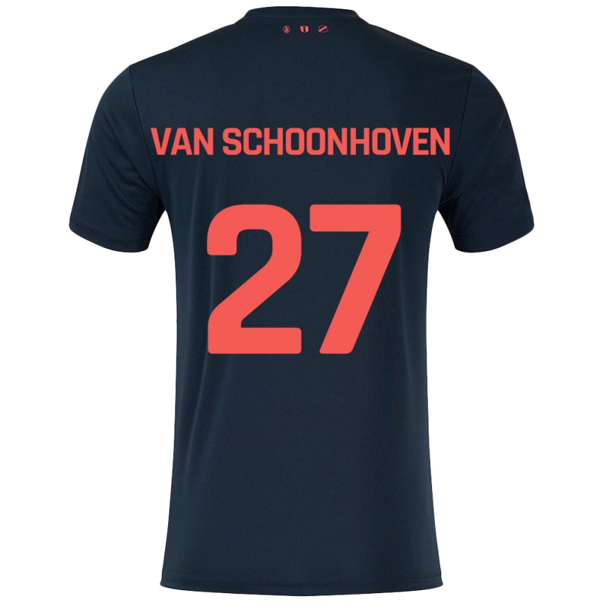 Heren Nurija Van Schoonhoven #27 Zwart Rood Uitshirt Uittenue 2024/25 T-Shirt