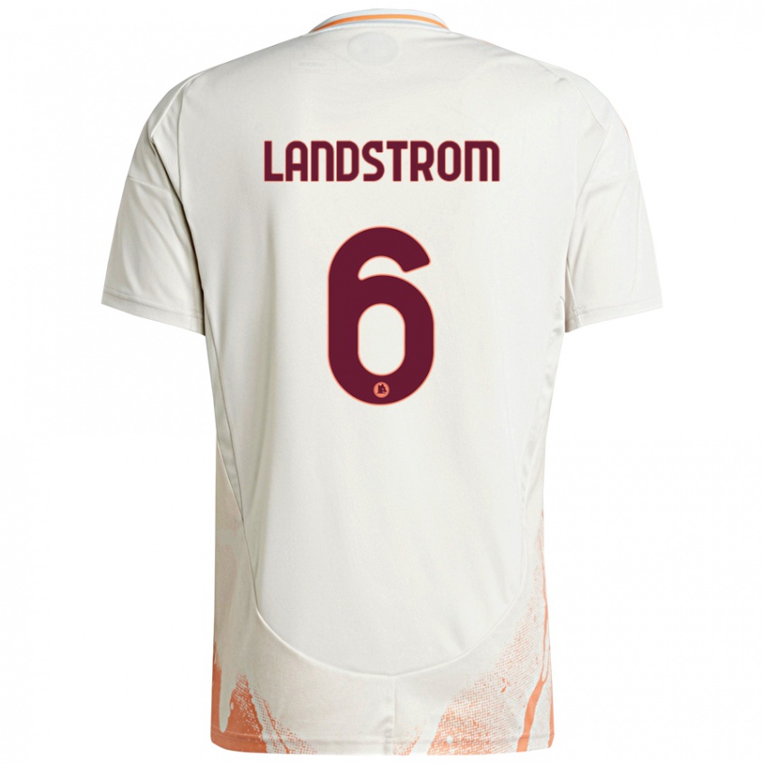 Heren Elin Landstrom #6 Crème Wit Oranje Uitshirt Uittenue 2024/25 T-Shirt