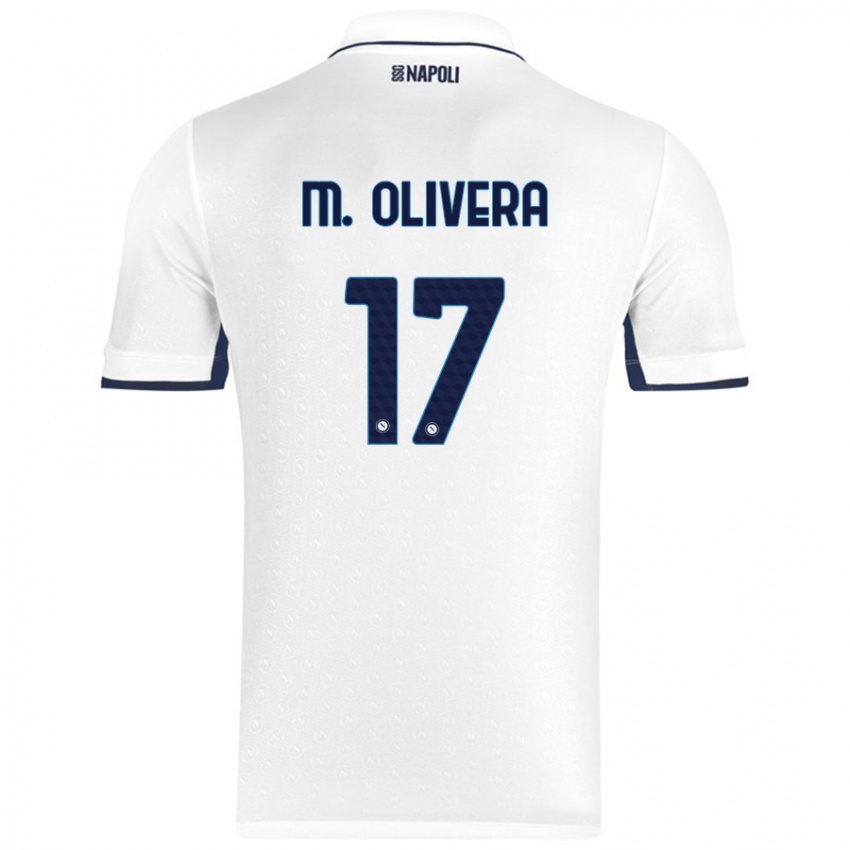 Heren Mathias Olivera #17 Wit Koningsblauw Uitshirt Uittenue 2024/25 T-Shirt