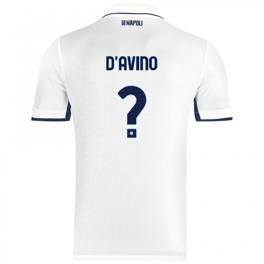 Heren Luigi D'avino #0 Wit Koningsblauw Uitshirt Uittenue 2024/25 T-Shirt