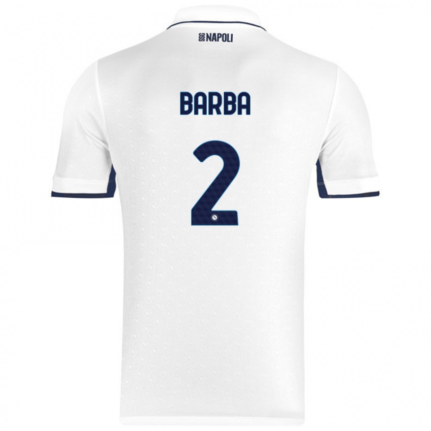 Heren Benedetto Barba #2 Wit Koningsblauw Uitshirt Uittenue 2024/25 T-Shirt