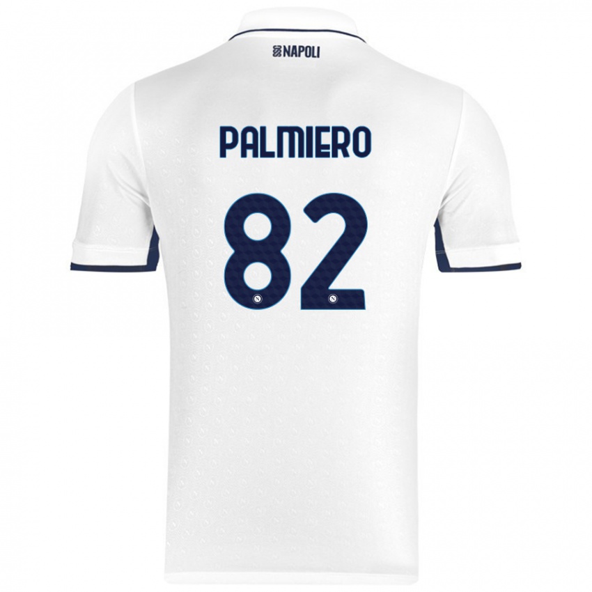 Heren Luca Palmiero #82 Wit Koningsblauw Uitshirt Uittenue 2024/25 T-Shirt