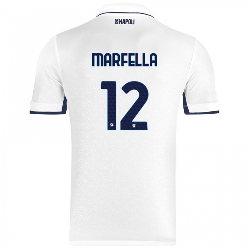 Heren Davide Marfella #12 Wit Koningsblauw Uitshirt Uittenue 2024/25 T-Shirt