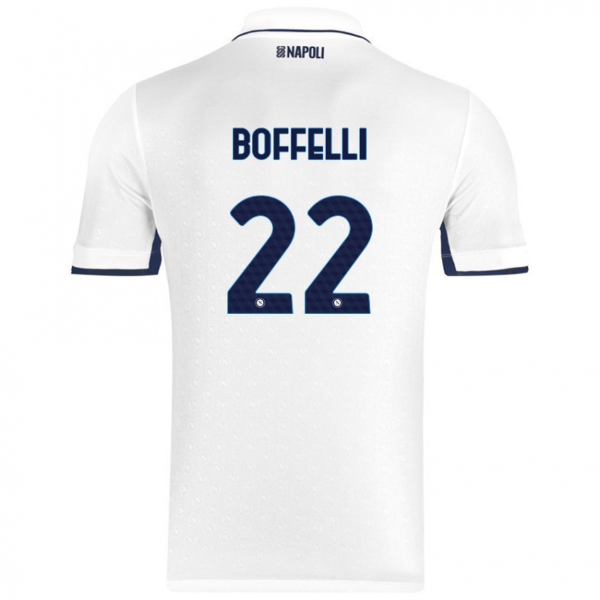 Heren Valerio Boffelli #22 Wit Koningsblauw Uitshirt Uittenue 2024/25 T-Shirt