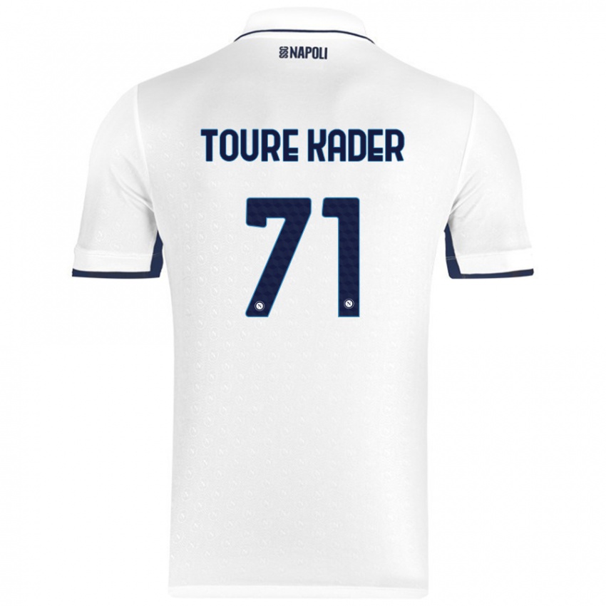 Heren Aziz Toure Kader #71 Wit Koningsblauw Uitshirt Uittenue 2024/25 T-Shirt