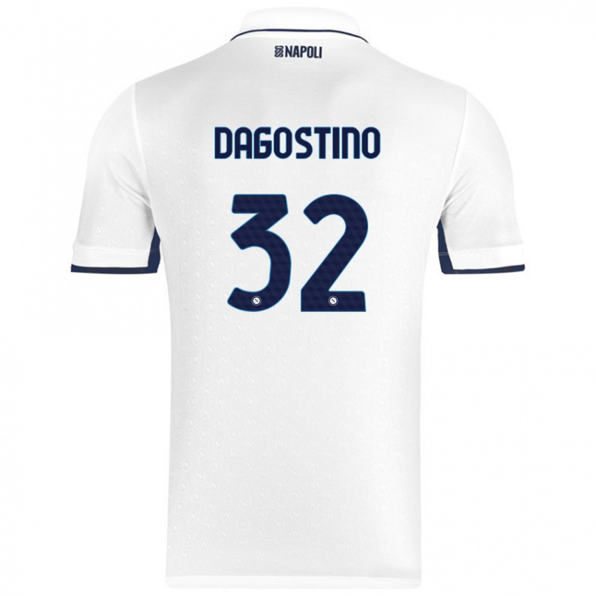 Heren Giuseppe Dagostino #32 Wit Koningsblauw Uitshirt Uittenue 2024/25 T-Shirt