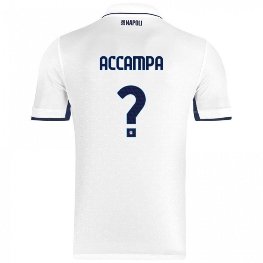 Heren Davide Accampa #0 Wit Koningsblauw Uitshirt Uittenue 2024/25 T-Shirt