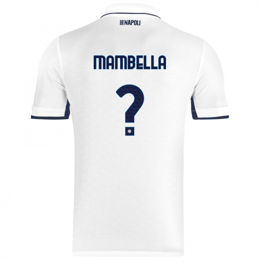 Heren Andrea Mambella #0 Wit Koningsblauw Uitshirt Uittenue 2024/25 T-Shirt