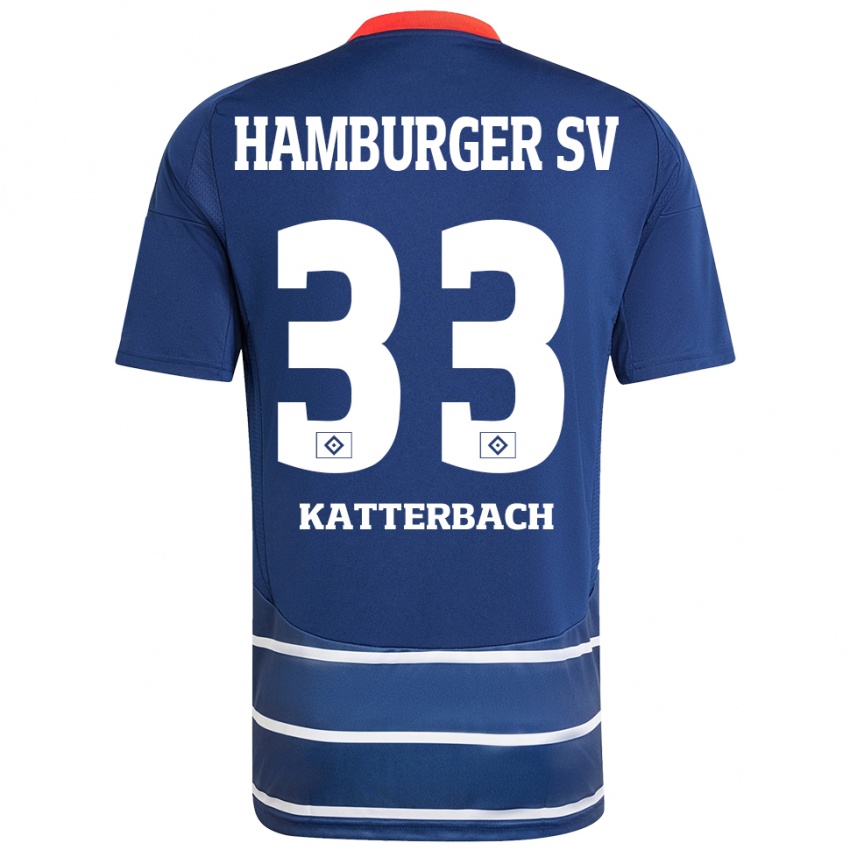 Heren Noah Katterbach #33 Donkerblauw Uitshirt Uittenue 2024/25 T-Shirt