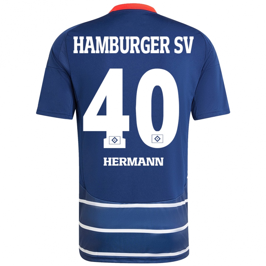 Heren Hannes Hermann #40 Donkerblauw Uitshirt Uittenue 2024/25 T-Shirt