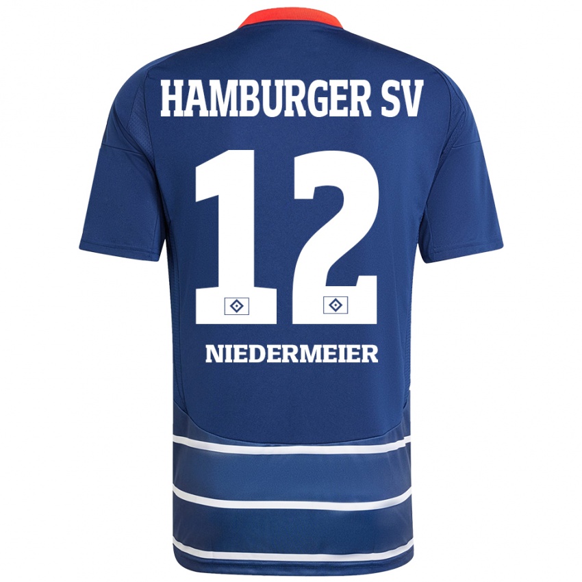 Heren Philipp Niedermeier #12 Donkerblauw Uitshirt Uittenue 2024/25 T-Shirt