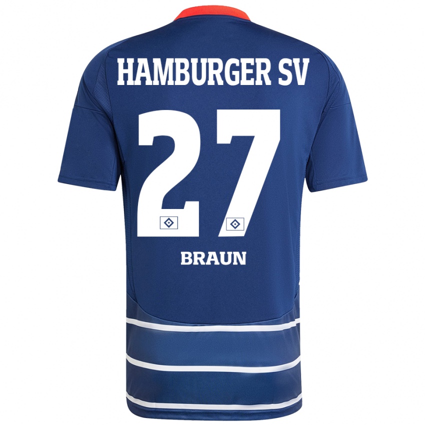 Heren Elias Braun #27 Donkerblauw Uitshirt Uittenue 2024/25 T-Shirt