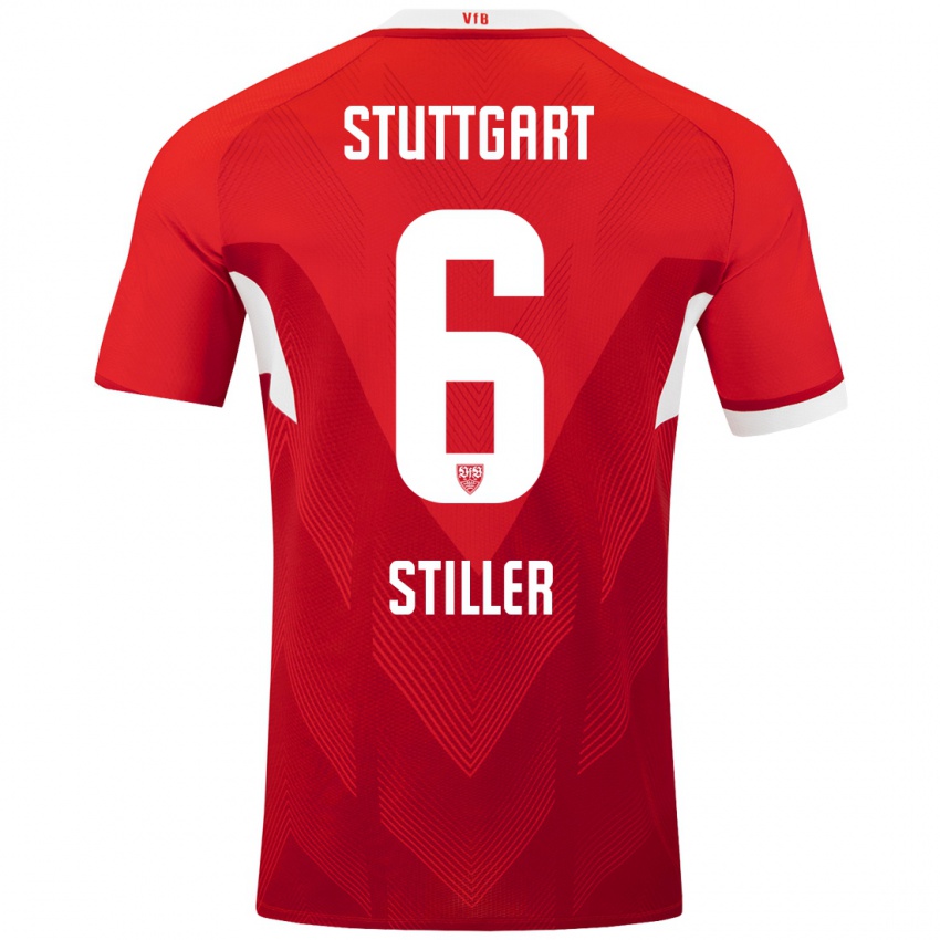 Heren Angelo Stiller #6 Rood Wit Uitshirt Uittenue 2024/25 T-Shirt