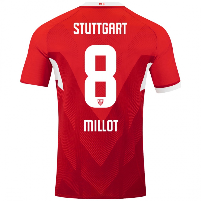 Heren Enzo Millot #8 Rood Wit Uitshirt Uittenue 2024/25 T-Shirt