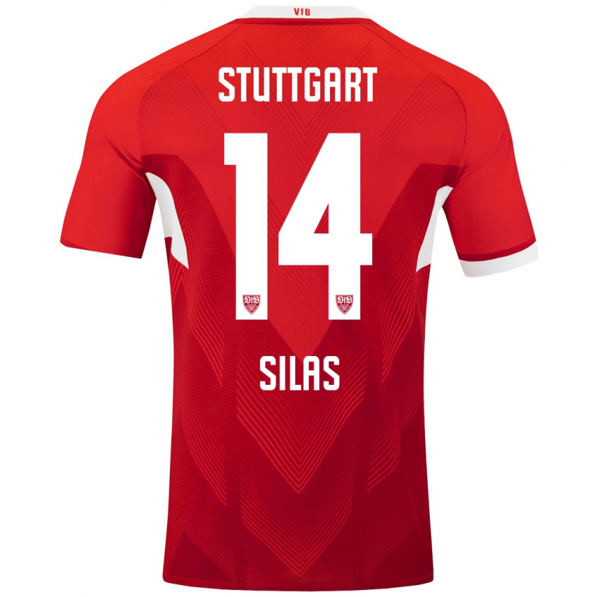 Heren Silas #14 Rood Wit Uitshirt Uittenue 2024/25 T-Shirt