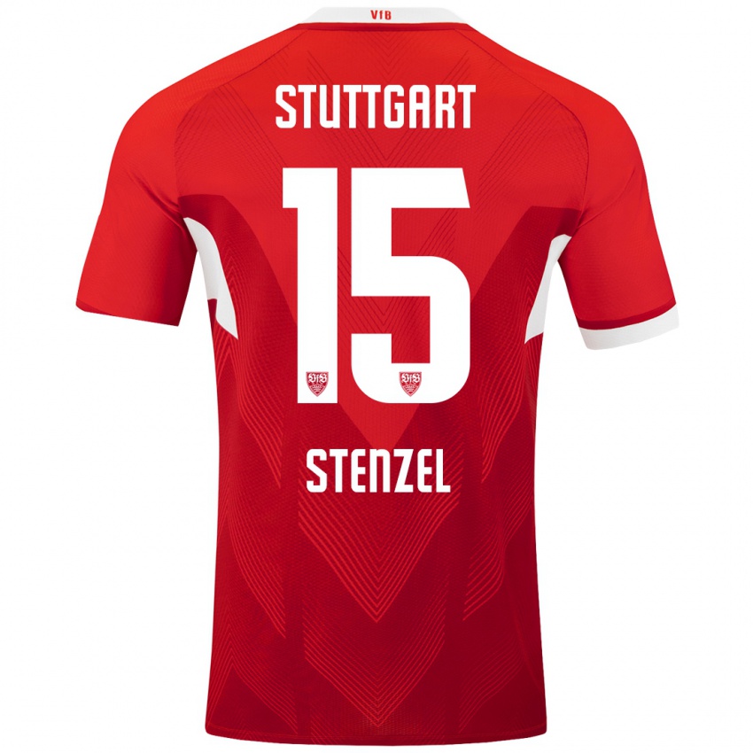 Heren Pascal Stenzel #15 Rood Wit Uitshirt Uittenue 2024/25 T-Shirt