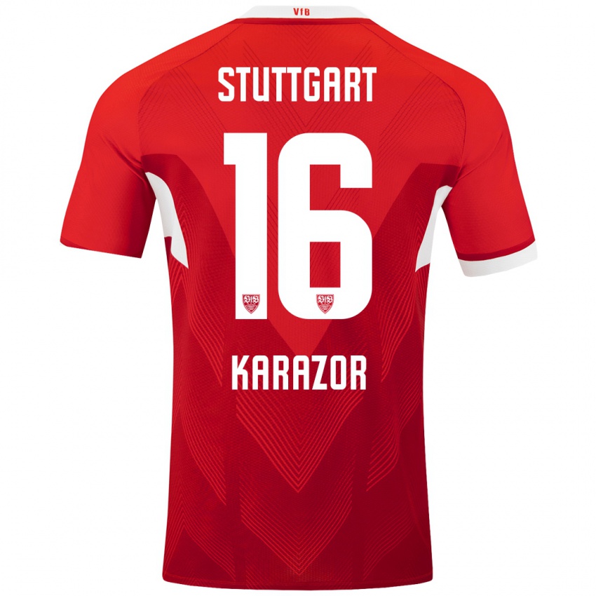 Heren Atakan Karazor #16 Rood Wit Uitshirt Uittenue 2024/25 T-Shirt