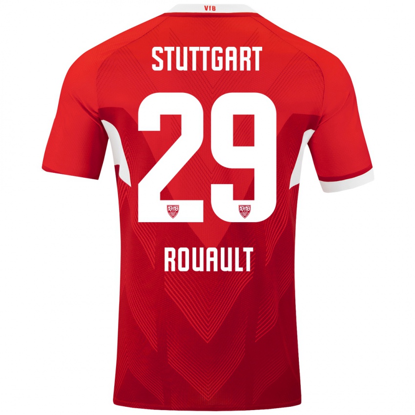 Heren Anthony Rouault #29 Rood Wit Uitshirt Uittenue 2024/25 T-Shirt