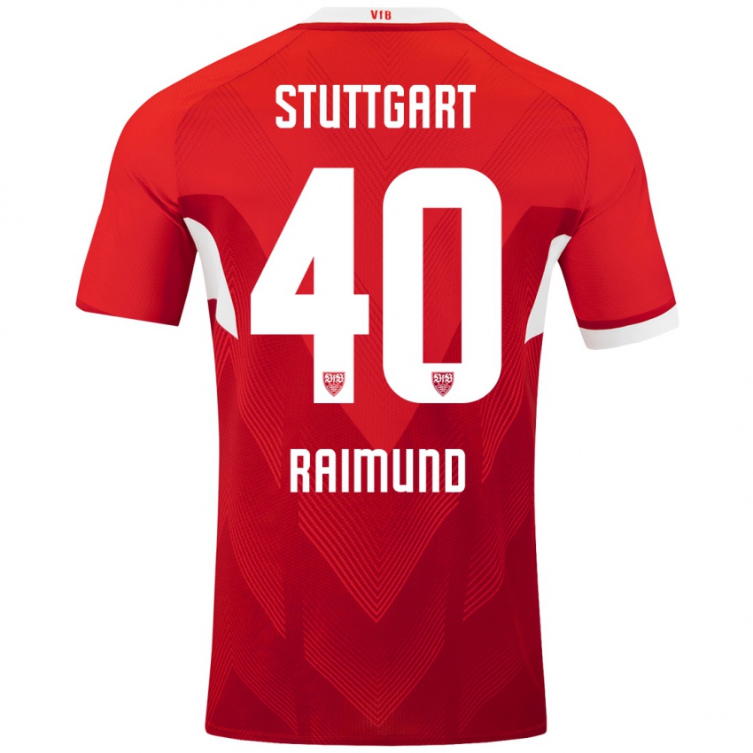 Heren Luca Raimund #40 Rood Wit Uitshirt Uittenue 2024/25 T-Shirt