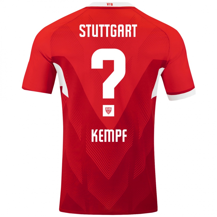 Heren Karl Kempf #0 Rood Wit Uitshirt Uittenue 2024/25 T-Shirt