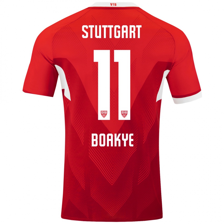 Heren Benjamin Boakye #11 Rood Wit Uitshirt Uittenue 2024/25 T-Shirt