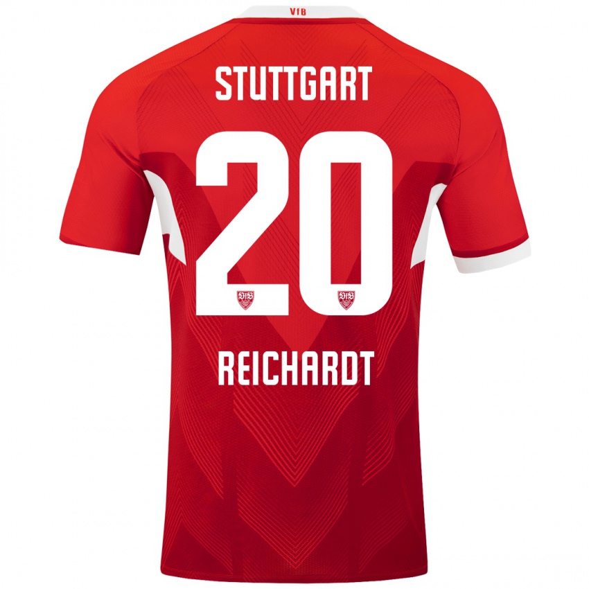 Heren Leon Reichardt #20 Rood Wit Uitshirt Uittenue 2024/25 T-Shirt