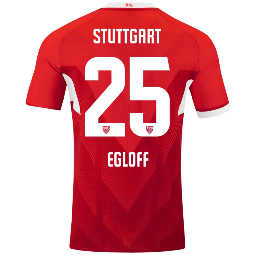 Heren Lilian Egloff #25 Rood Wit Uitshirt Uittenue 2024/25 T-Shirt