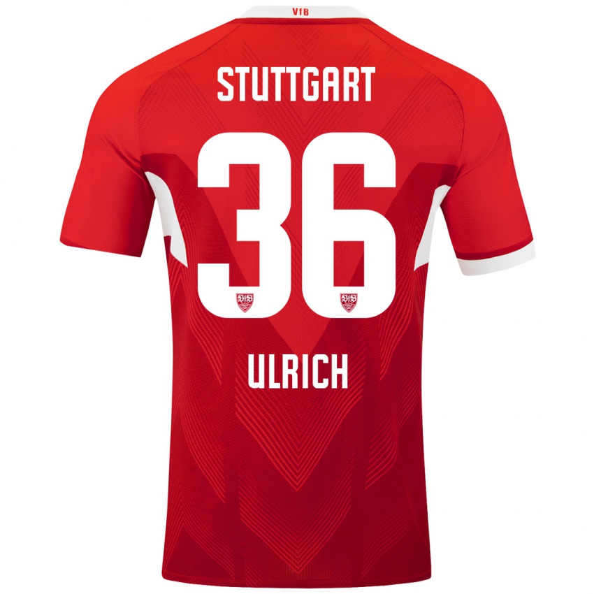 Heren Laurin Ulrich #36 Rood Wit Uitshirt Uittenue 2024/25 T-Shirt