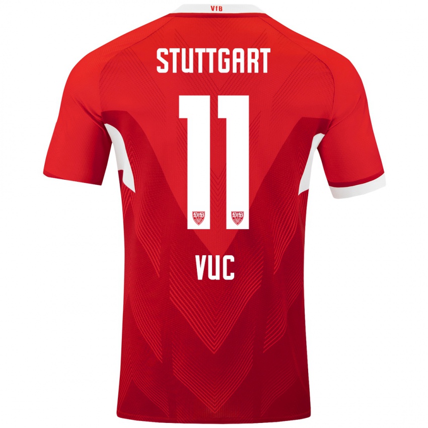 Heren Patrick Vuc #11 Rood Wit Uitshirt Uittenue 2024/25 T-Shirt