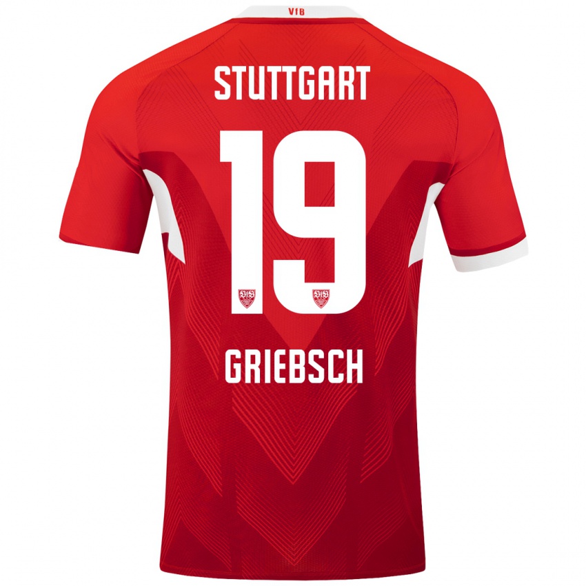 Heren Lukas Griebsch #19 Rood Wit Uitshirt Uittenue 2024/25 T-Shirt