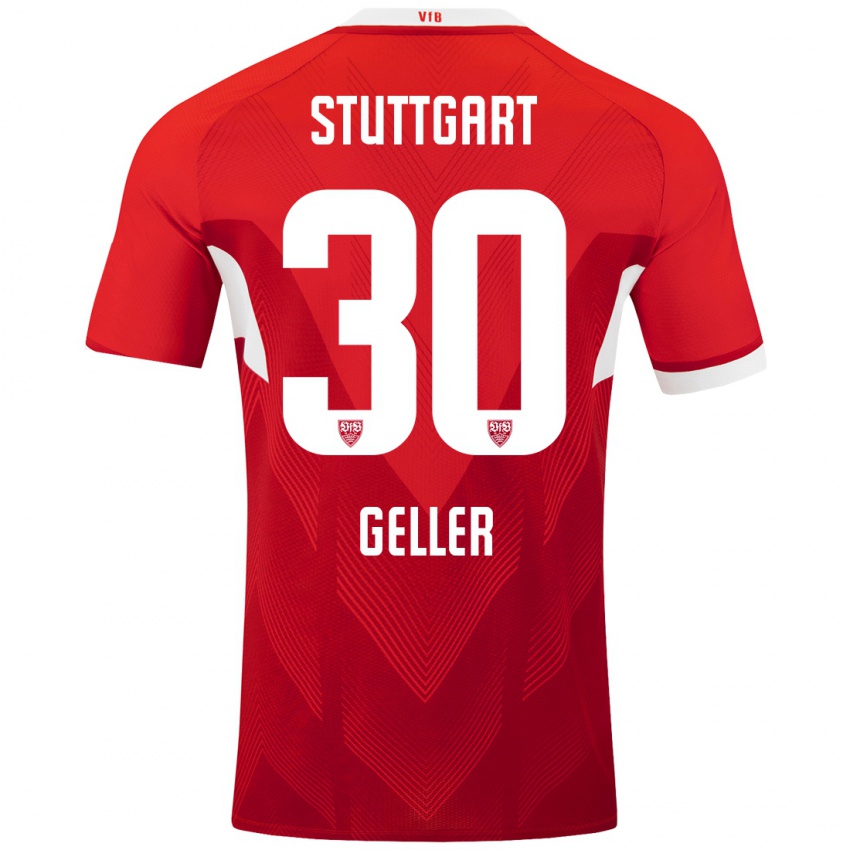 Heren Robert Geller #30 Rood Wit Uitshirt Uittenue 2024/25 T-Shirt