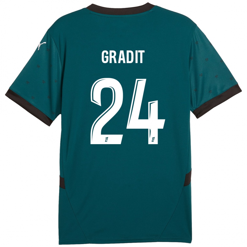 Heren Jonathan Gradit #24 Donkergroen Uitshirt Uittenue 2024/25 T-Shirt