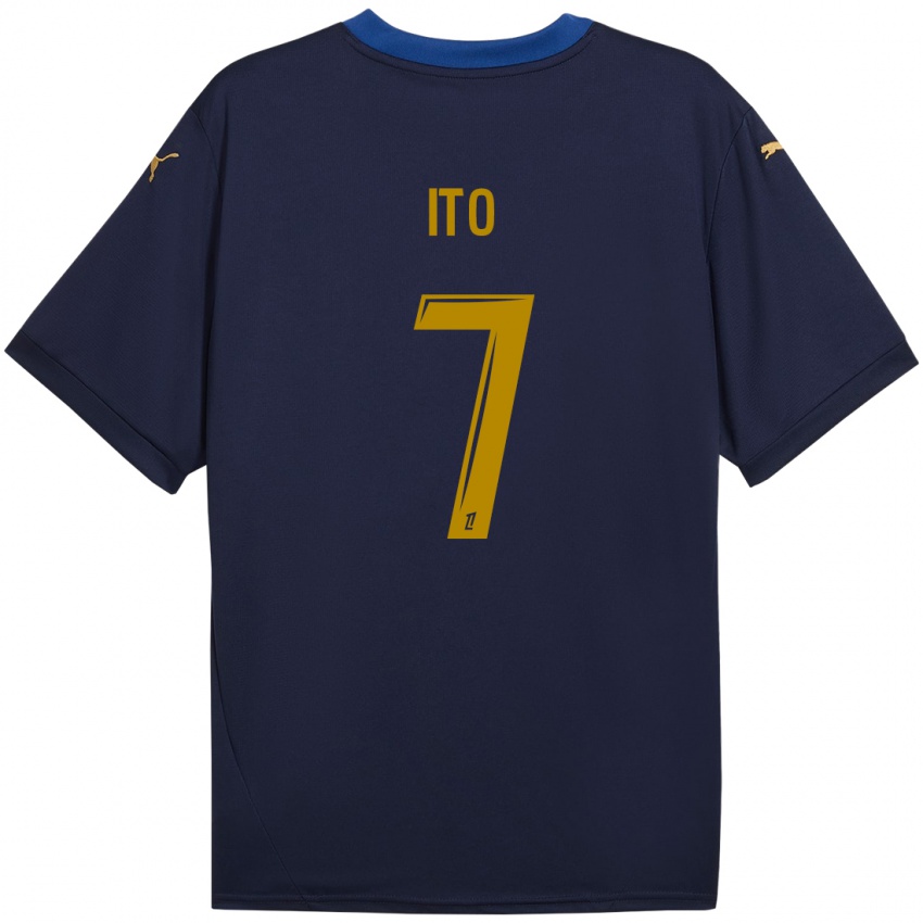 Heren Junya Ito #7 Marineblauw Goud Uitshirt Uittenue 2024/25 T-Shirt