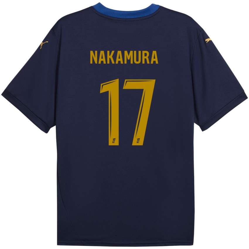 Heren Keito Nakamura #17 Marineblauw Goud Uitshirt Uittenue 2024/25 T-Shirt