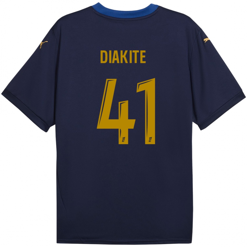 Heren Ibrahim Diakité #41 Marineblauw Goud Uitshirt Uittenue 2024/25 T-Shirt