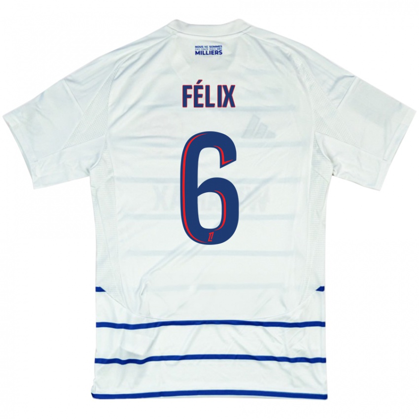 Heren Félix Lemaréchal #6 Wit Blauw Uitshirt Uittenue 2024/25 T-Shirt