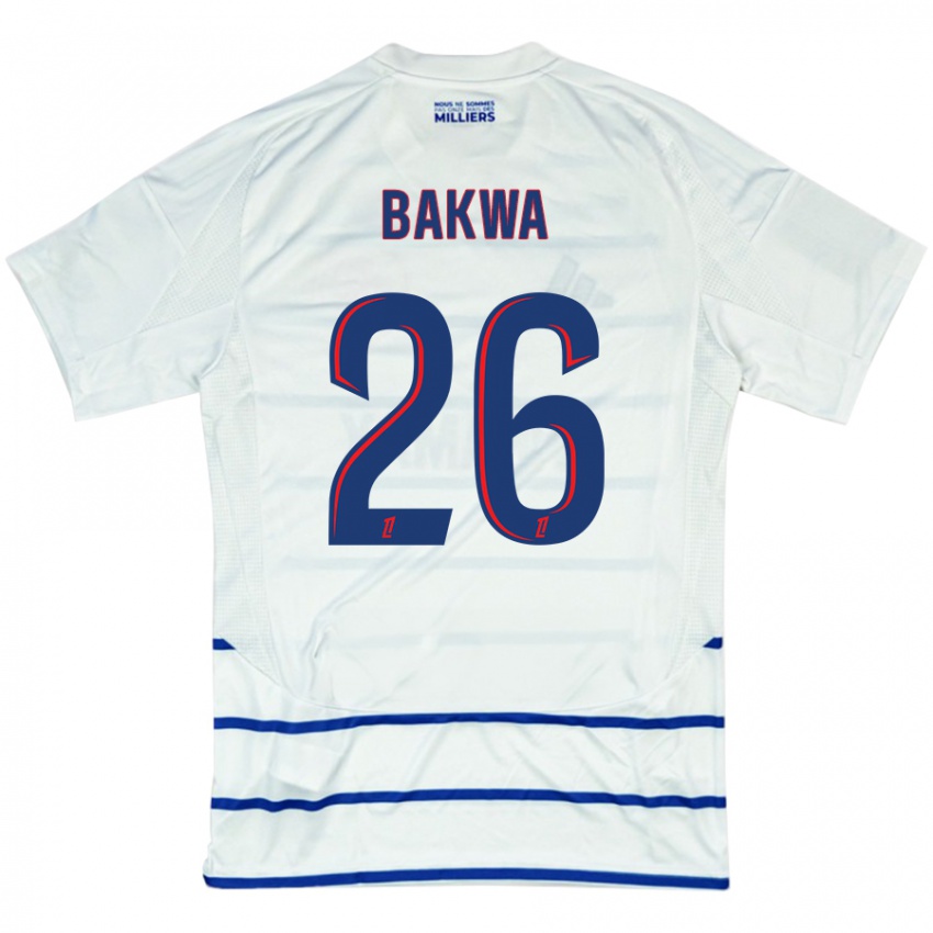 Heren Dilane Bakwa #26 Wit Blauw Uitshirt Uittenue 2024/25 T-Shirt