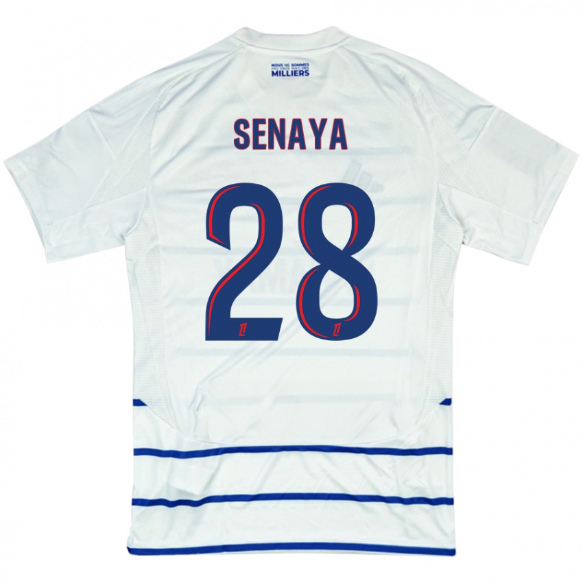 Heren Marvin Senaya #28 Wit Blauw Uitshirt Uittenue 2024/25 T-Shirt