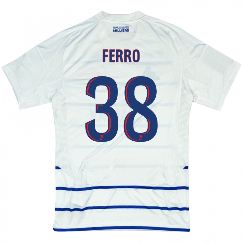 Heren Nolan Ferro #38 Wit Blauw Uitshirt Uittenue 2024/25 T-Shirt