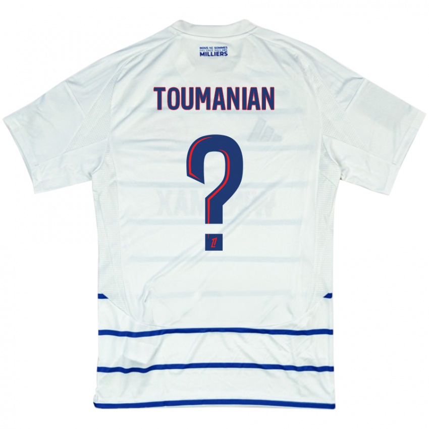 Heren Anthony Toumanian #0 Wit Blauw Uitshirt Uittenue 2024/25 T-Shirt