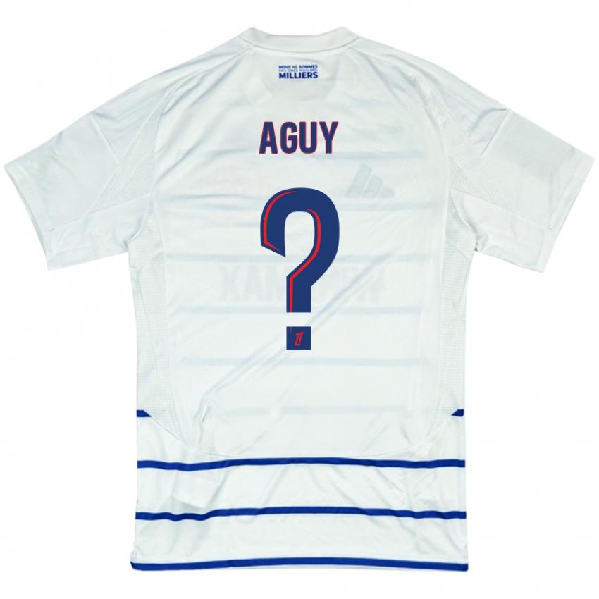 Heren David Aguy #0 Wit Blauw Uitshirt Uittenue 2024/25 T-Shirt