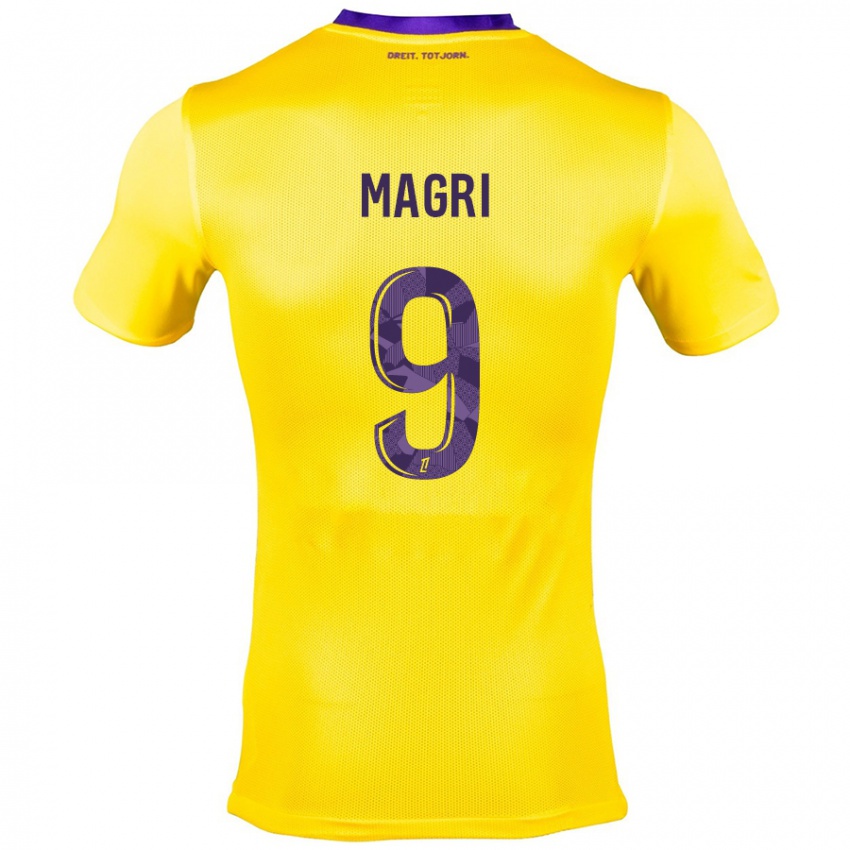 Heren Frank Magri #9 Geel Paars Uitshirt Uittenue 2024/25 T-Shirt