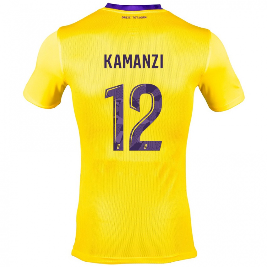 Heren Warren Kamanzi #12 Geel Paars Uitshirt Uittenue 2024/25 T-Shirt