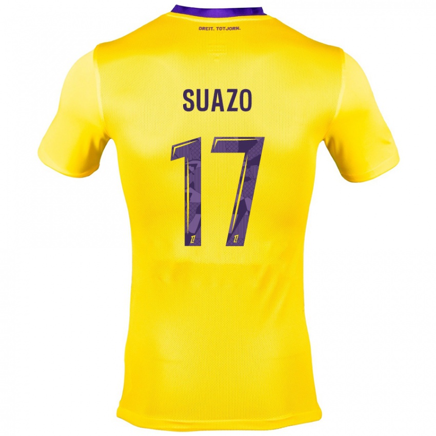 Heren Gabriel Suazo #17 Geel Paars Uitshirt Uittenue 2024/25 T-Shirt