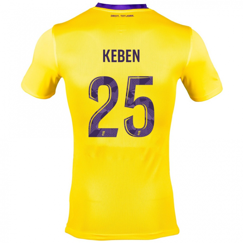 Heren Kévin Keben #25 Geel Paars Uitshirt Uittenue 2024/25 T-Shirt