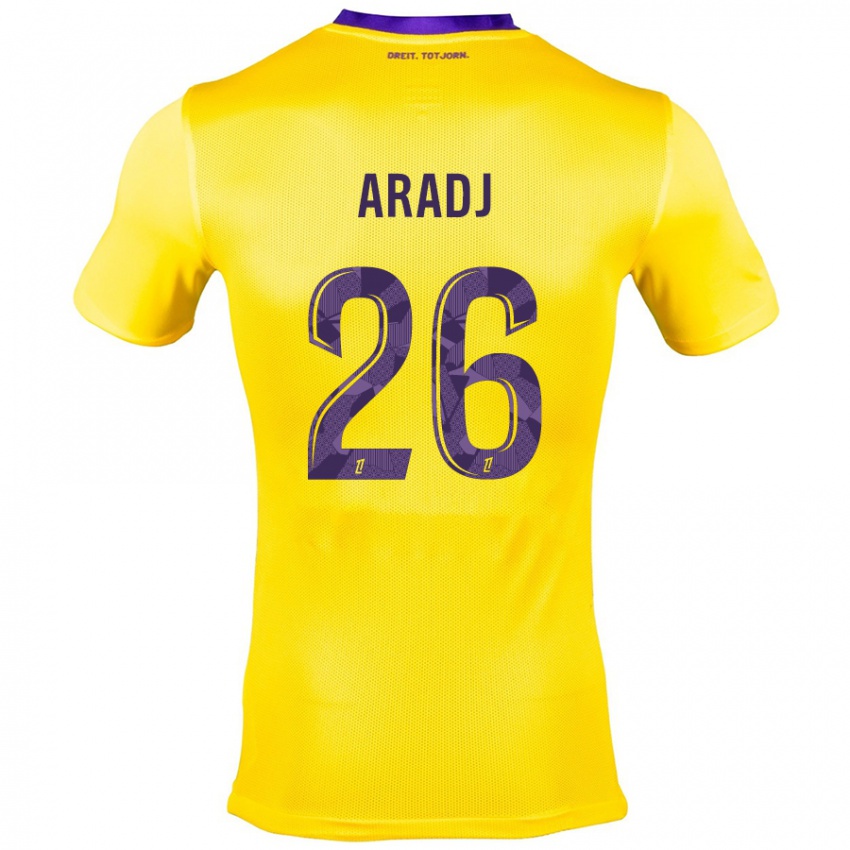 Heren Ylies Aradj #26 Geel Paars Uitshirt Uittenue 2024/25 T-Shirt