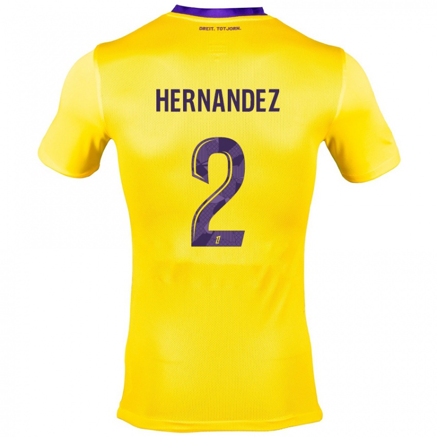 Heren Lucie Hernandez #2 Geel Paars Uitshirt Uittenue 2024/25 T-Shirt