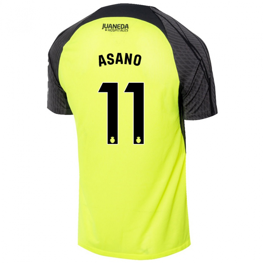 Heren Takuma Asano #11 Fluorescerend Groen Zwart Uitshirt Uittenue 2024/25 T-Shirt