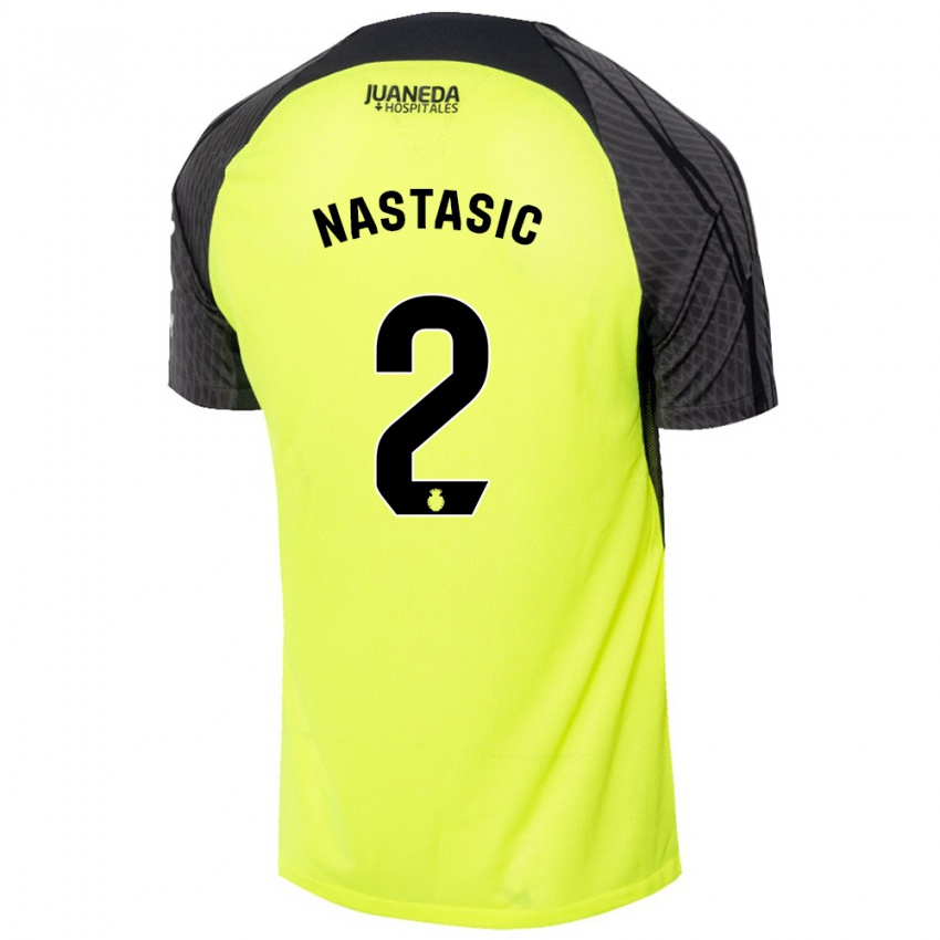 Heren Matija Nastasic #2 Fluorescerend Groen Zwart Uitshirt Uittenue 2024/25 T-Shirt