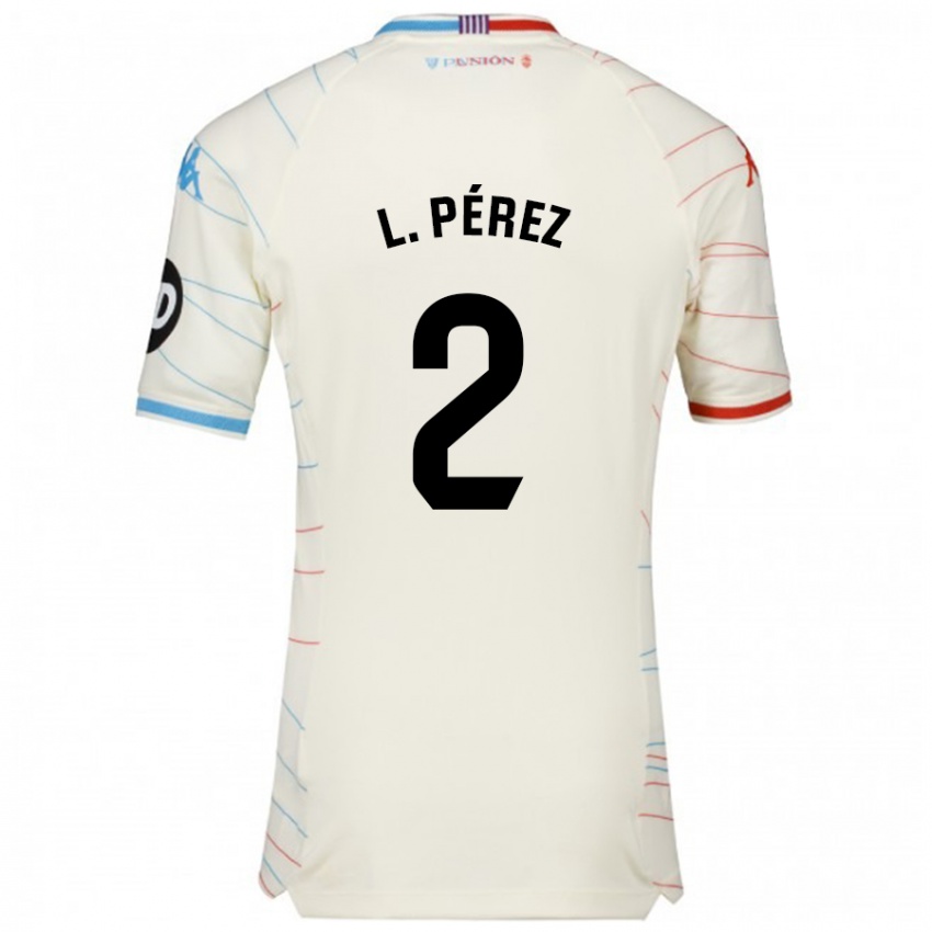 Heren Luis Pérez #2 Wit Rood Blauw Uitshirt Uittenue 2024/25 T-Shirt